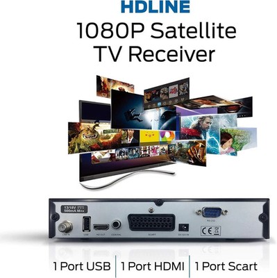HD-LINE HD-310 S Sat-Receiver   Full HD 1080p   DVB-S2   NEU & OVP   HDMI/USB