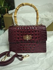 Brahmin Melbourne Collection Mod Small Hallie Satchel Bag in Cherry Lacquer