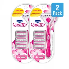Schick Quattro for Women Razor + 4 Cartridges Pink 2 Pack New