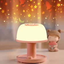 Toddler Night Light Lamp, Dimmable LED Bedside Lamp with Star Projector, Kids Li
