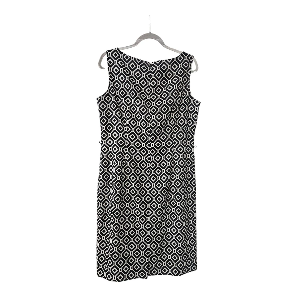 Vestido Jones Studio para mujer 12 negro blanco forrado geométrico cremallera trasera sin mangas Foto 2 de 4