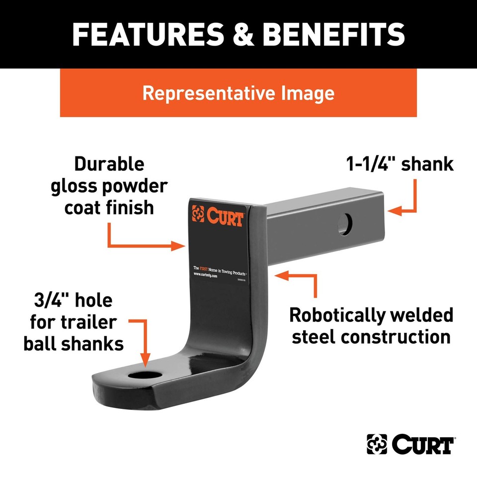 Curt 45028 Class 1 Trailer Hitch Ball Mount, Fits 1-1/4-Inch Receiver ...