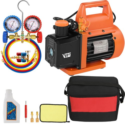 #ad 4.5 CFM Vacuum Pump amp; Gauge Set for HVAC Mini Split Systems R134a R410a $122.33