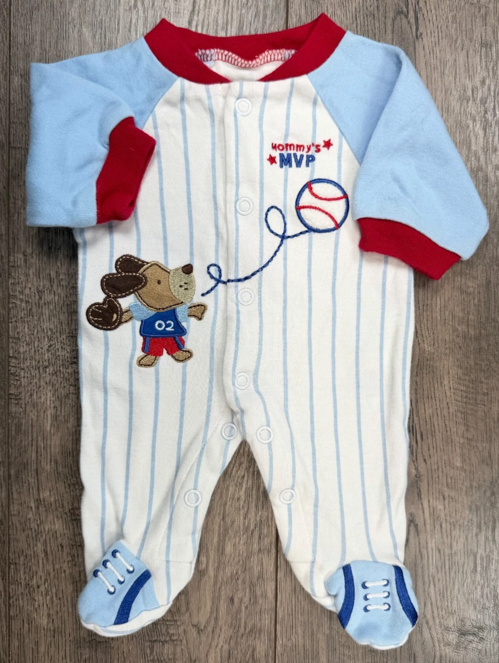 Baby Boy Clothes Child Mine Carter's Preemie MVP Dog Baseball Footed Outfit