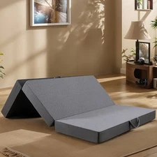 Portable 4/6Inch Folding Mattress Topper with Machine Washable Corduroy Cover