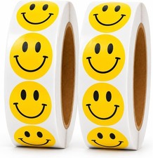 1000 PCS Happy Smile Face Reward Stickers for Kids - 1 Inch Round Yellow Smiley