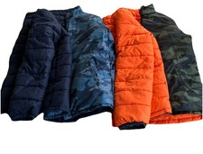 Lot of 2 GAP Boys Reversible Puffer Jackets Blue/Camo  Orange/Camo size M