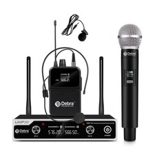 D Debra Wireless Microphone System UHF UBR-102 with Cordless Handheld Lavalie...