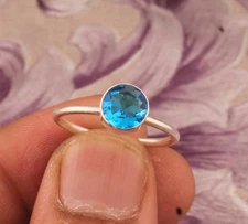 Blue Topaz Ring Handmade Ring 925 Sterling Silver Ring Topaz Adjustable Ring