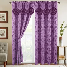 Elegant Comfort Jacquard Look Curtain 54"W x 84"L (Pack of 2), Saffa Lilac 