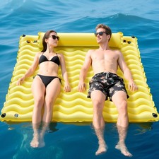 Inflatable Floating Mat with Dual Headrest, Water Floating for Pool/Lake