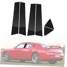 Door Window B C Pillar Posts Pre-Cut Trim for Charger 2006-2010 Glossy Black