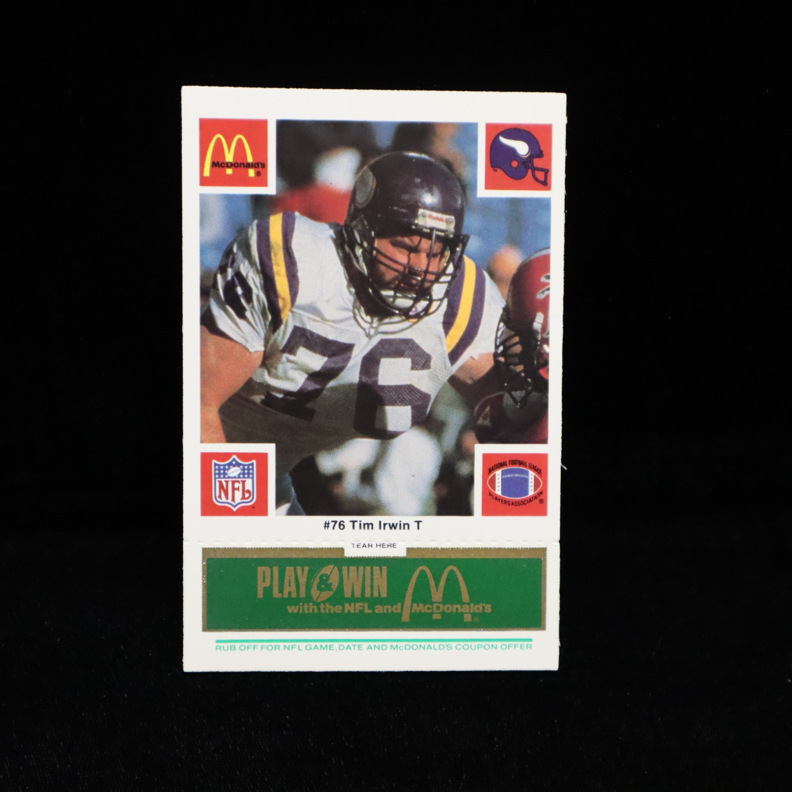 1986 Tim Irwin   Minnesota Vikings McDonald's GREEN Regular Issue Card  #76