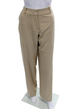 St. John Collection Womens Straight Leg Zip Fly Tailored Pants Beige Size 8