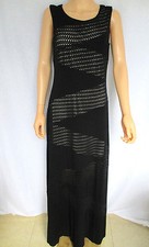 Calvin Klein Maxi Tank Dress Size 10 Black Diagonal Perforated Lined Panels