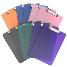 Bulk Clipboards Set of 12 Colored Clear Clip Board 8.5x11 for Classroom Kid W...