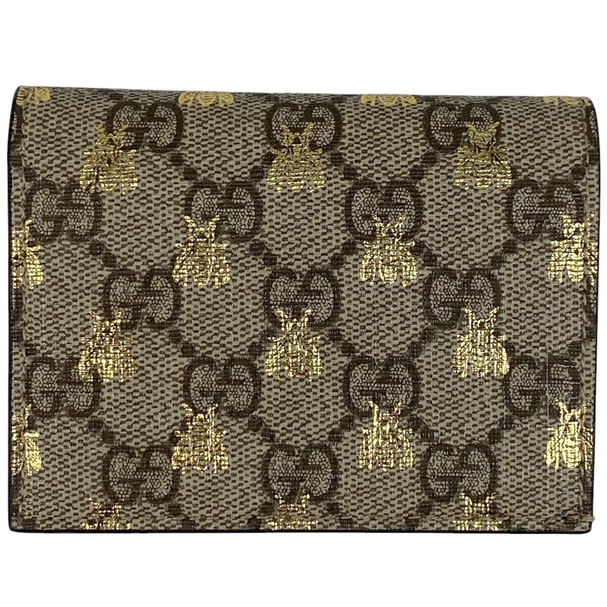 GUCCI GG Pattern Portefeuille à deux volets GG Supreme Bee Print Portefeuille à deux volets enduit ca...