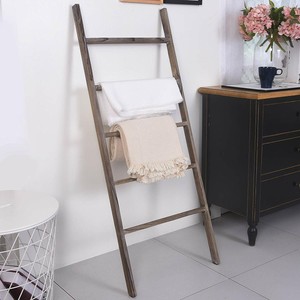 Blanket Ladder Wood 5 Bars Step Towel Storage Living Room