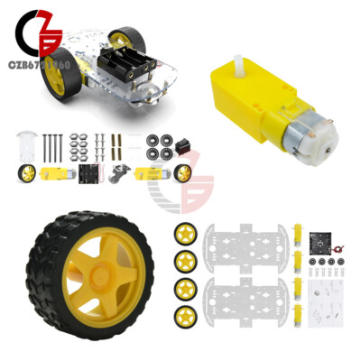 2WD/4WD Smart Robot Car Chassis Kit With Speed Encoder 65*26mm Tire For Arduino