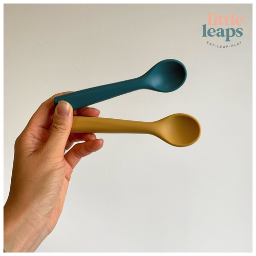 Colourful Silicone Spoons 2pc Set BPA Free For Baby Children Toddler Feeding - Picture 6 of 24