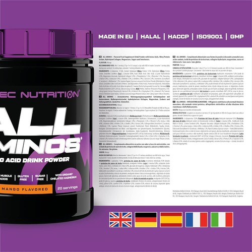 Scitec Nutrition All Aminos Amino Acid Drink Powder with EAA & BCAA, Mango 340g - Picture 2 of 8