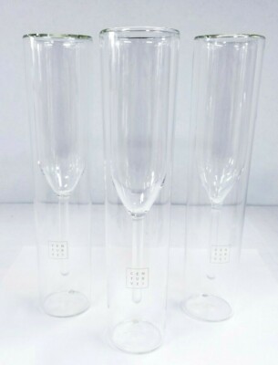 LOT OF 3: Forma 4oz Round Glass Champagne Flute - Double Wall *CENTURY 21*