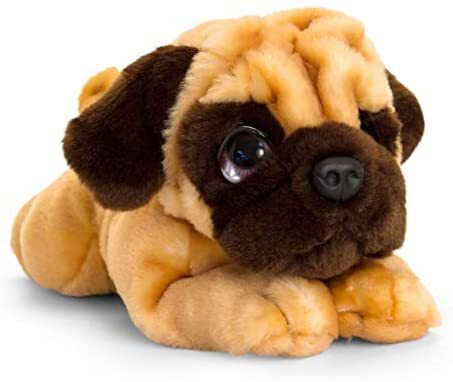 Plüschtier Hund Mops Kuscheltier Keel Toys, Stofftier Welpe gelb liegend ca.32cm - Bild 2 von 2