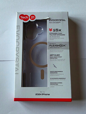 NEW Original Tech21 EVOCRYSTAL Magsafe Case for Apple iPhone 16 - CLEAR GOLD