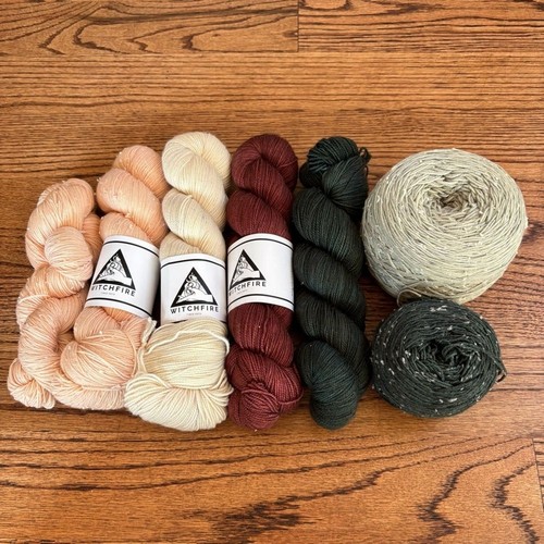 Witchfire Yarn Lot Wool Tweed Fingering Pink Green Cream Burgundy Indie Dyed - 第 1/10 張圖片