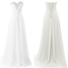 Sweetheart Chiffon Beading Wedding Dresses White Ivory A-Line Bridal Gowns
