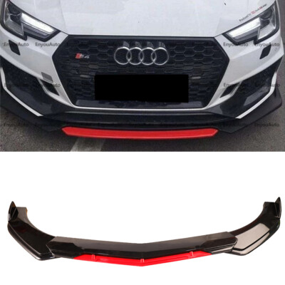 For Audi S3 S4 S5 UNIVERSAL Front Bumper Lip Spoiler Splitter Gloss Black Red