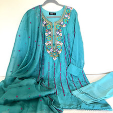Pakistani Shalwar Kameez Chiffon Embroidered 3pc S 38 M 42 