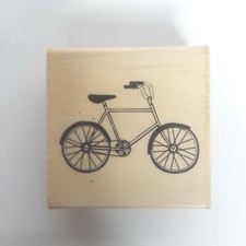 Wood Mount Custom Rubber Ink Stamp Retro Bicycle, Engraved Bicycle Ink Stamp