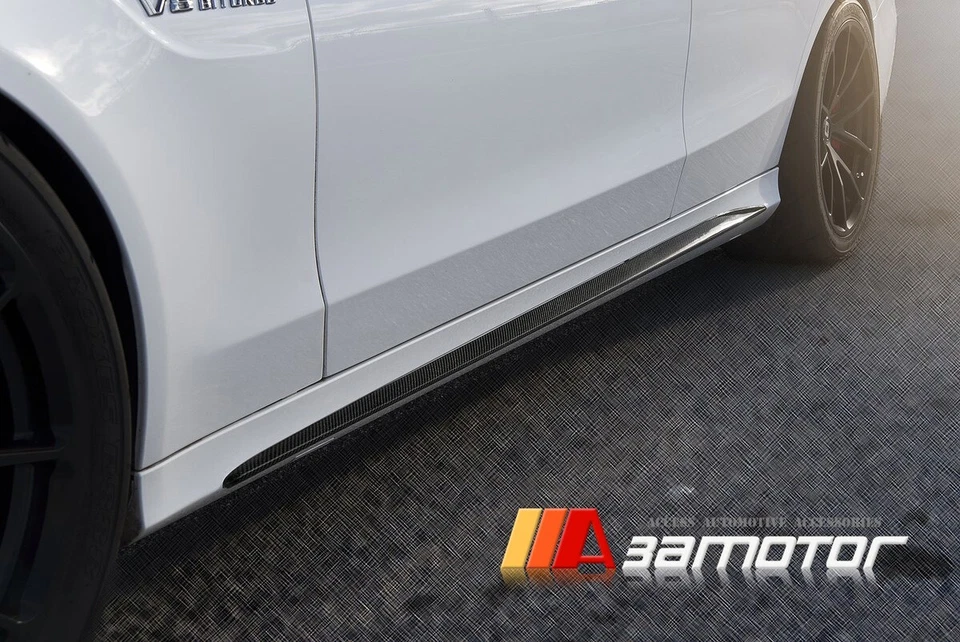 Carbon Fiber Side Skirt Rocker Panels fits Mercedes W205 Sedan C-Class AMG & C63 Foto 3 de 3