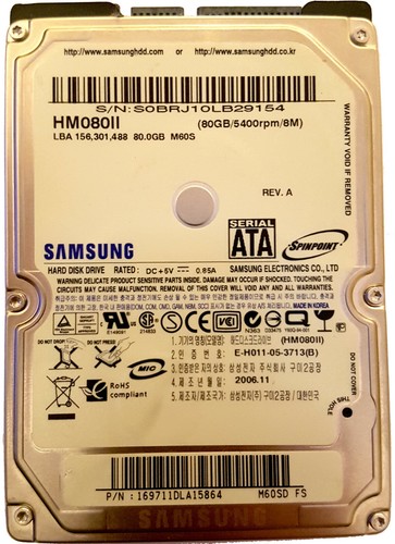 SAMSUNG 80 GB M60 5400 RPM 2.5" HM080II SATA Internal Hard Drive
