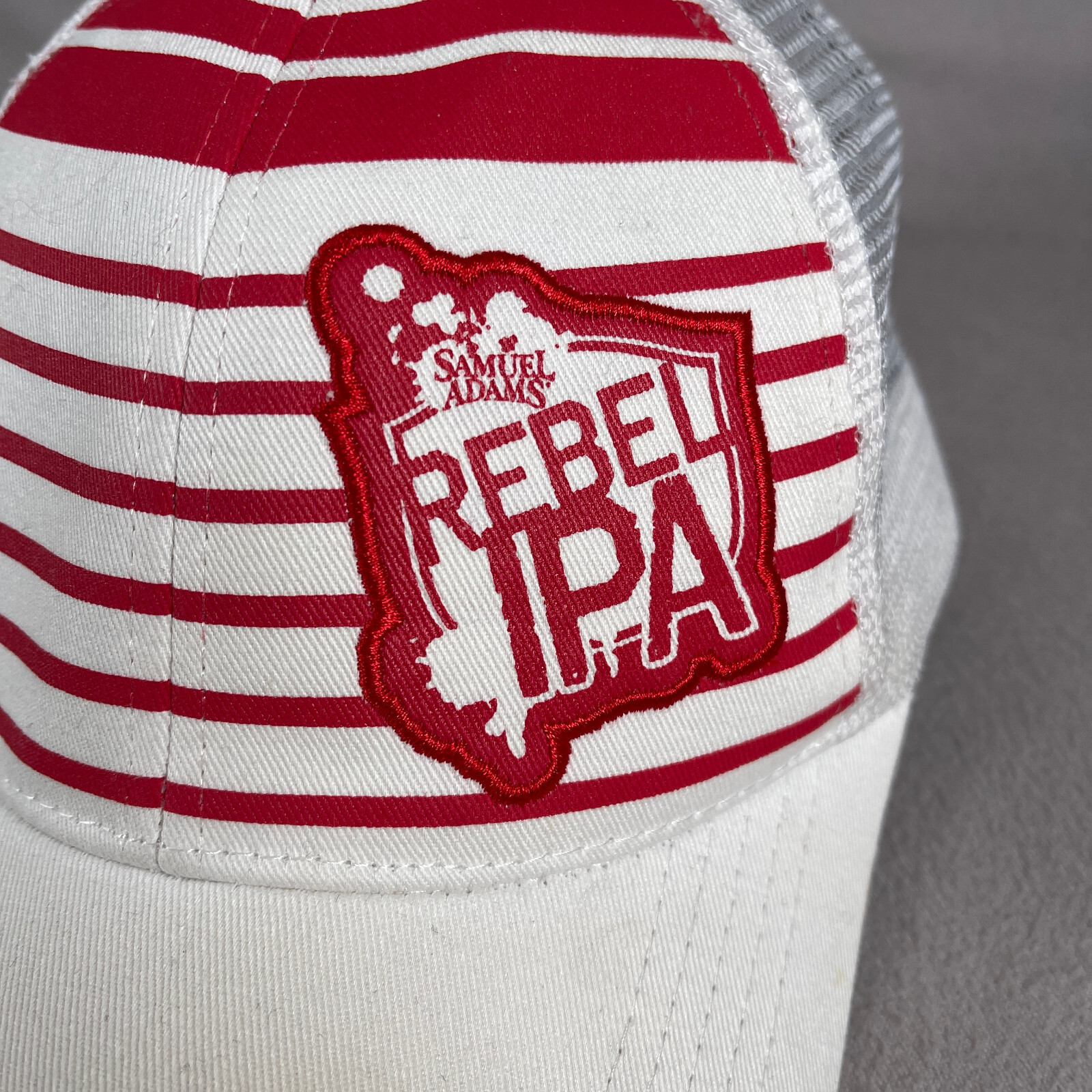 Samuel Adams Rebel IPA Hat Mens One Size White Trucker Cap Embroidered Patch