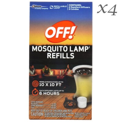 Off Mosquito Lamp' Refills Insect Repellent OFF! 4 Boxes 8 Candles & 8 Diffusers