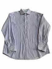 Bugatchi Shape Fit Purple Check Dress Shirt Men's Long Sleeve Shirt Size XL