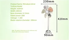 1-20V/20W Miniature Horizontal Three bladed Wind Turbine Model with Breeze a