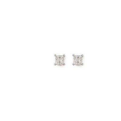 BO Chip quadratisch Diamant Cz 4 mm 925 Sterling Silber 0,8 gr