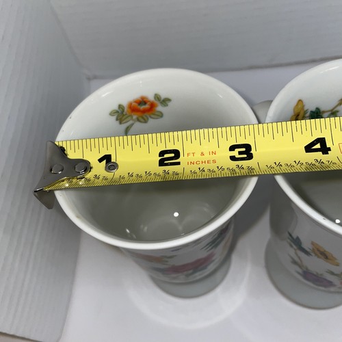 Tazze vintage Takahashi con piedi floreali - set di 4 tazze - design botanico dentro e fuori - Foto 17 di 17
