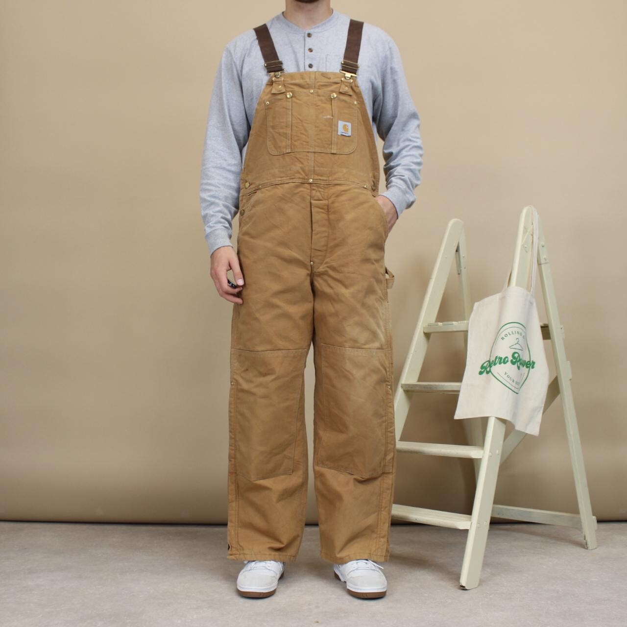 Carhartt Dungarees Tan W40L29 Quilted Canvas Overalls OG American Workwear image 2