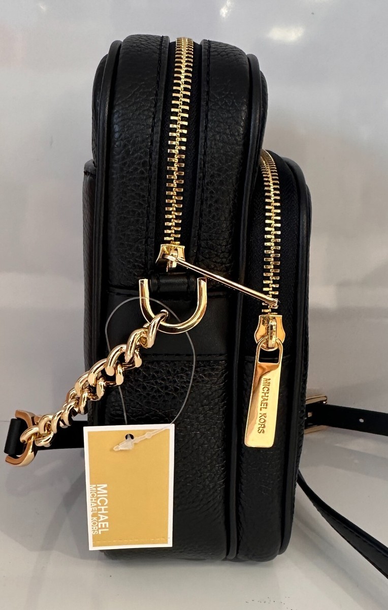 Michael Kors Jet Set Flight Travel Black Pebbled Leather Medium