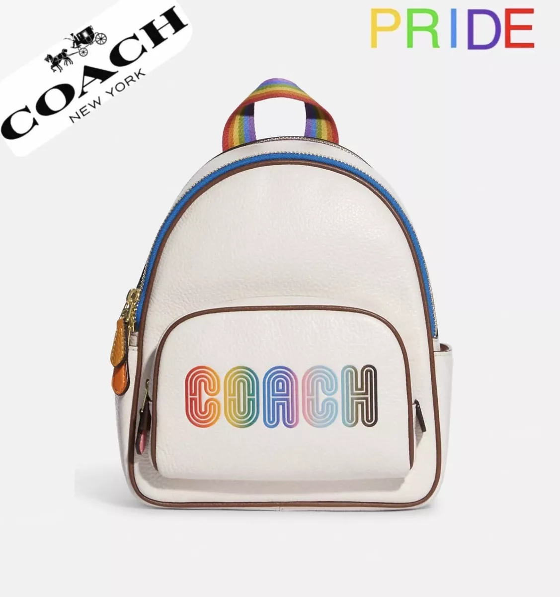 New Coach Mini Court Backpack Bag Charm in Colorblock/ Leather