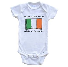 Made In America With Irish Parts Ireland Flag One Piece Baby Bodysuit