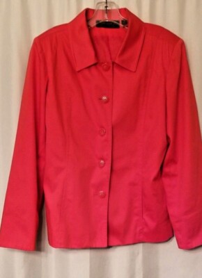 Susan Graver Jacket Fashion Cutout Buttons Lined  Vibrant Coloration Medium READ