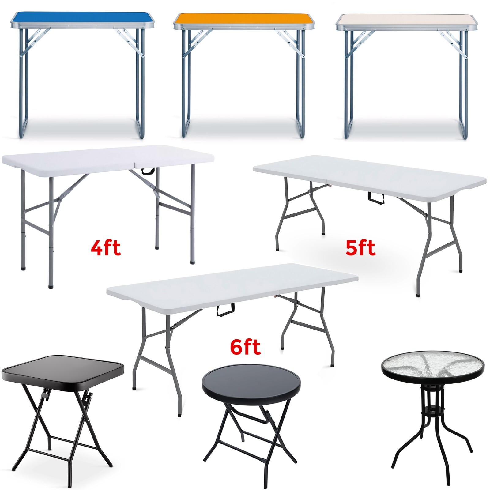 Schwerlast Klappbar Picknick Party Tisch Holz Glas Top Catering Camping BBQ