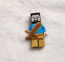 LEGO MINIFIGURA MINECRAFT STEVE CON ESPADA DORADA MINIFIGURA PIEZA DE REPUESTO