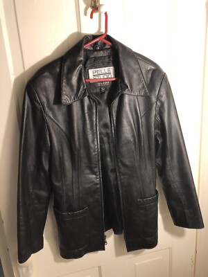 Ladies Wilson s Black Leather  Jacket women's size Large EUC