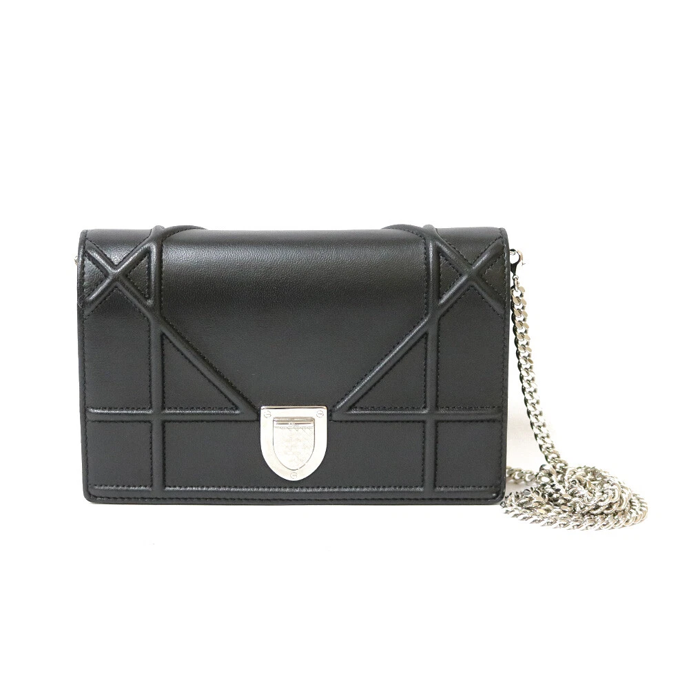 CHRISTIAN DIOR black leather DIORAMA SMALL Shoulder Bag For Sale at 1stDibs